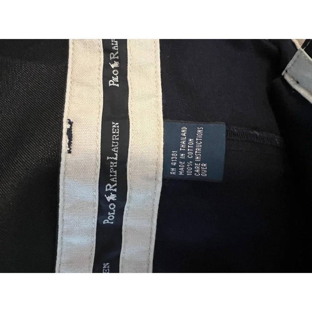 Polo Ralph Lauren Mens Black Pleated Chino Pants Cotton Trousers 34x31